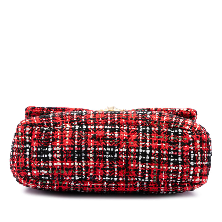 Chanel 19 à rabat Moyen Tweed Rouge – vue 3 – GABY PARIS