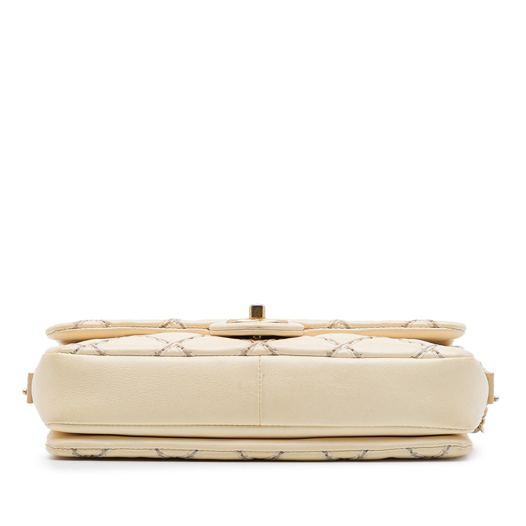 CC Matelassé Wild Stitch à rabat Cuir de veau Beige