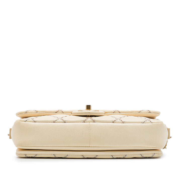 CC Matelassé Wild Stitch à rabat Cuir de veau Beige