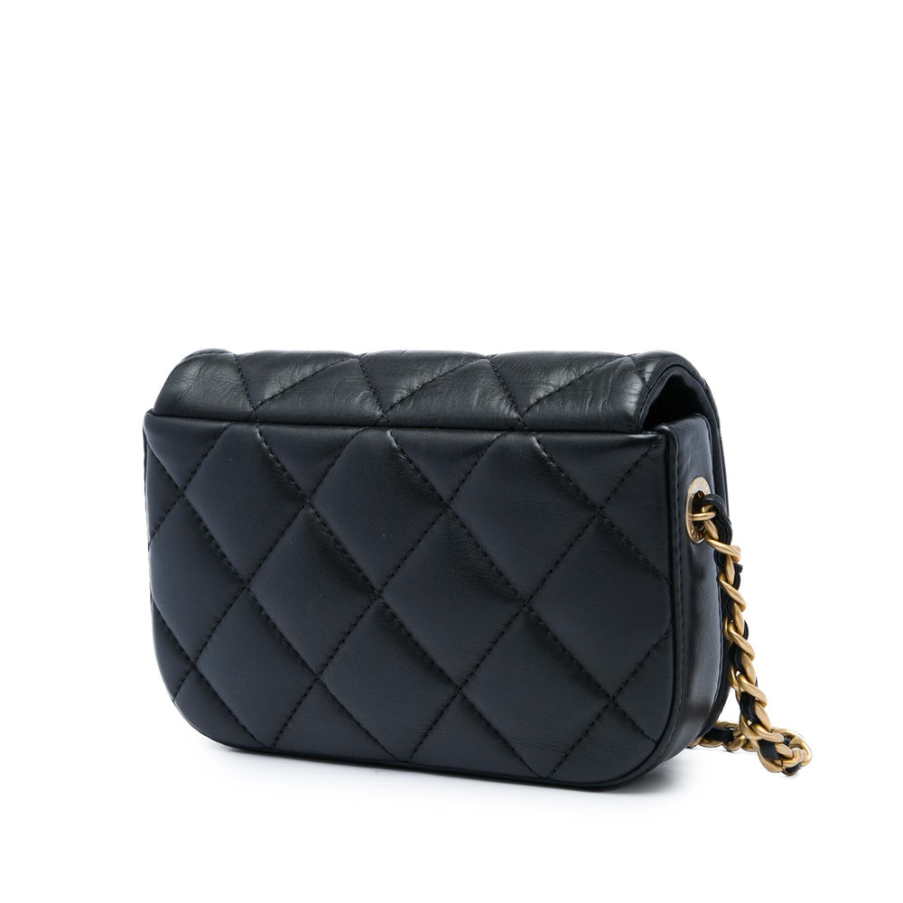 Chanel Sac bandoulière Matelassé Nailed CC à rabat Mini Cuir de veau Noir – vue 2 – GABY PARIS