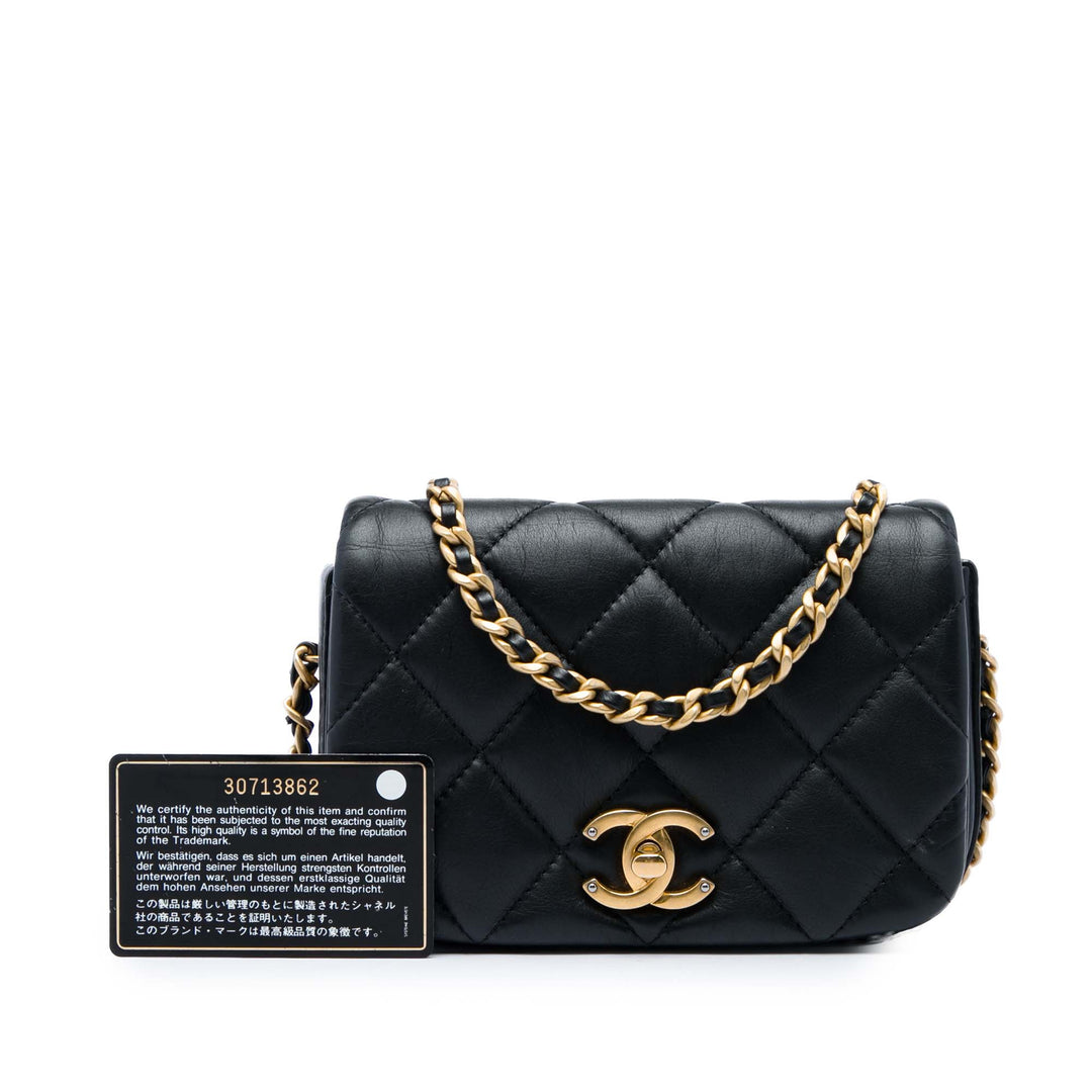 Chanel Sac bandoulière Matelassé Nailed CC à rabat Mini Cuir de veau Noir – vue 6 – GABY PARIS
