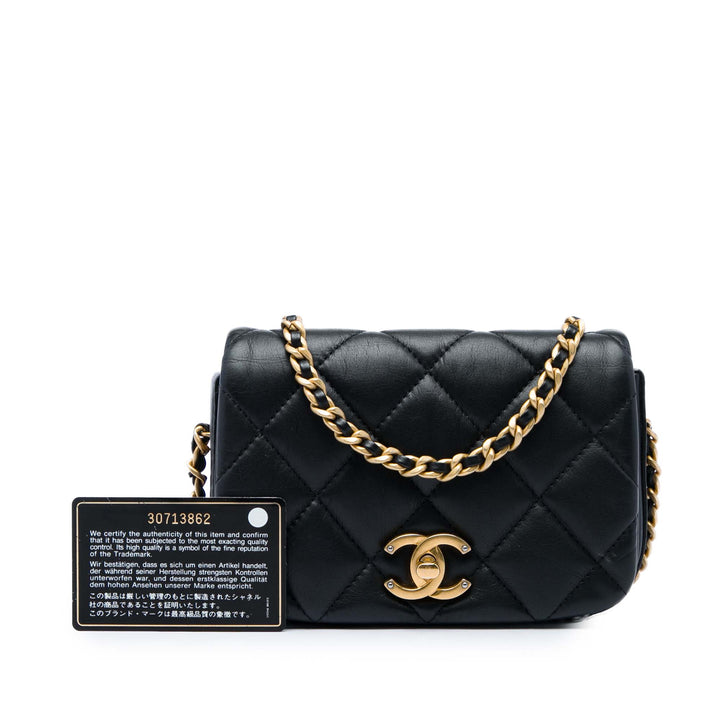 Chanel Sac bandoulière Matelassé Nailed CC à rabat Mini Cuir de veau Noir – vue 6 – GABY PARIS