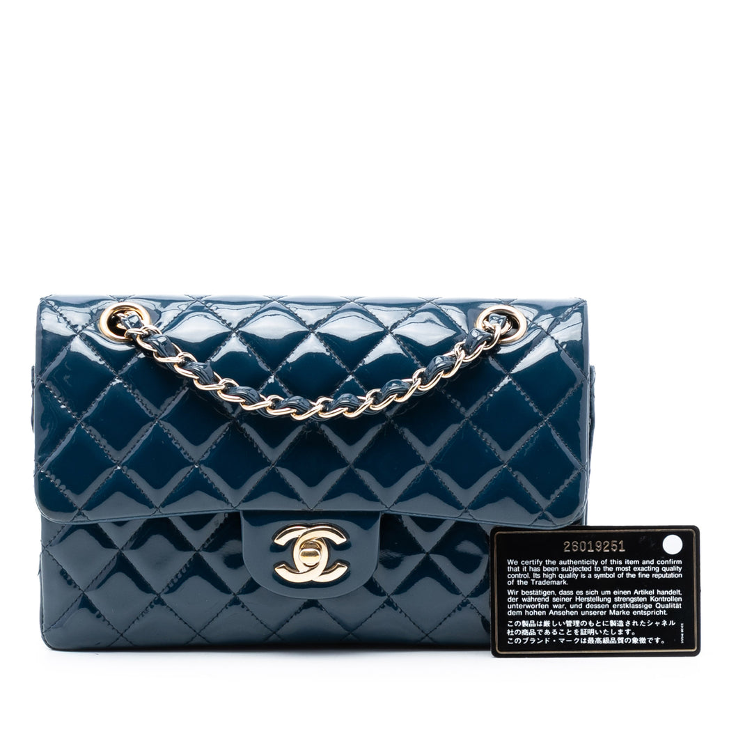 Chanel Small Classic Cuir verni Double rabat