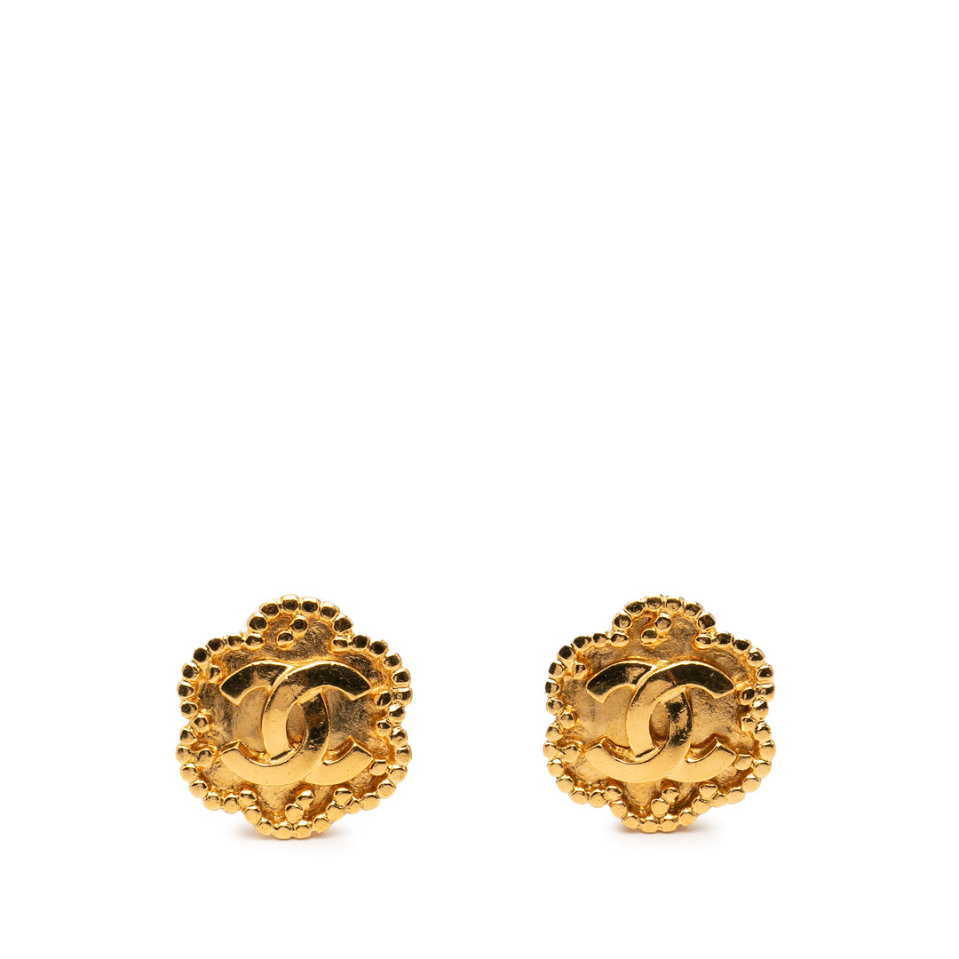 Chanel CC plaqué Flower À clip Boucles d'oreilles Métal