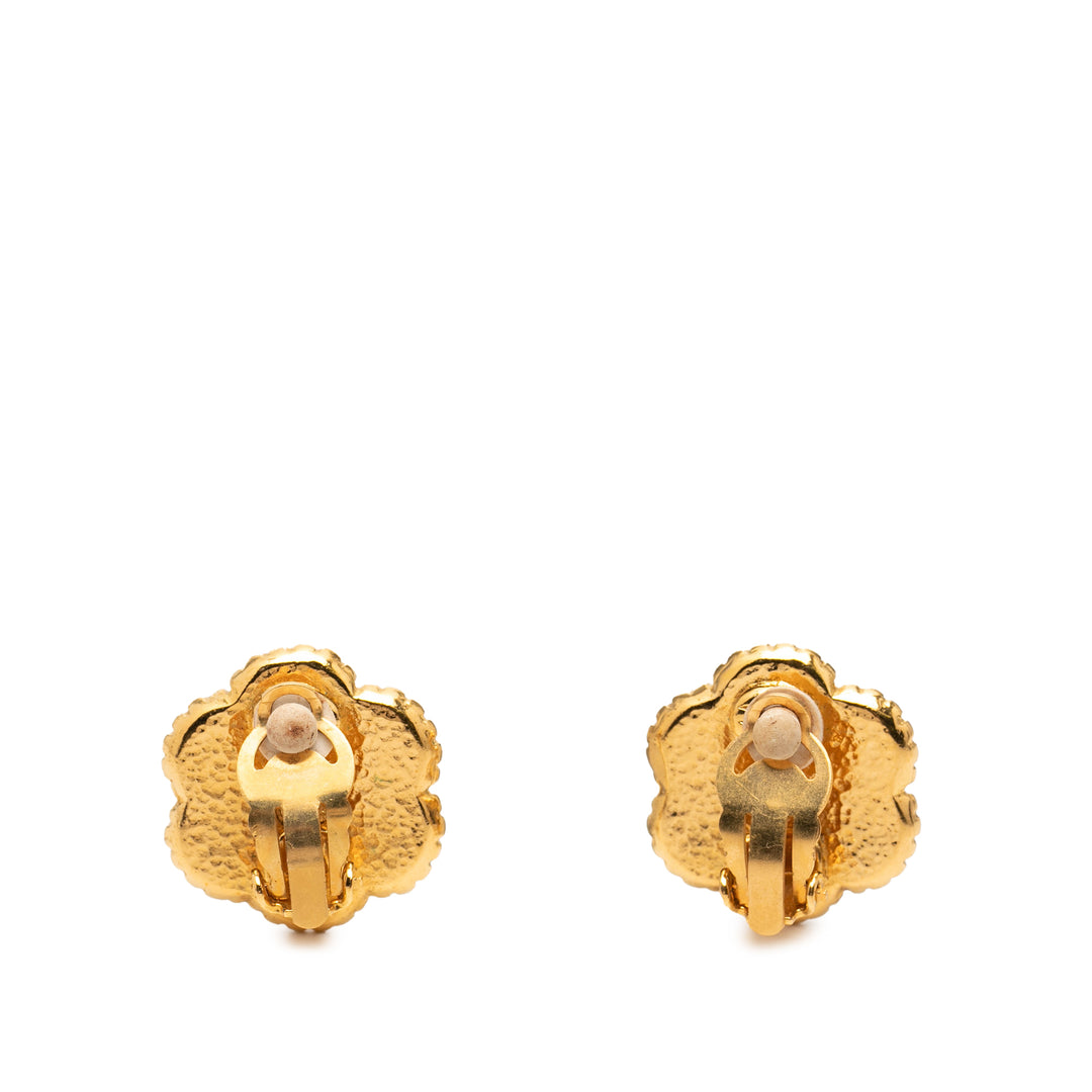 Chanel CC plaqué Flower À clip Boucles d'oreilles Métal