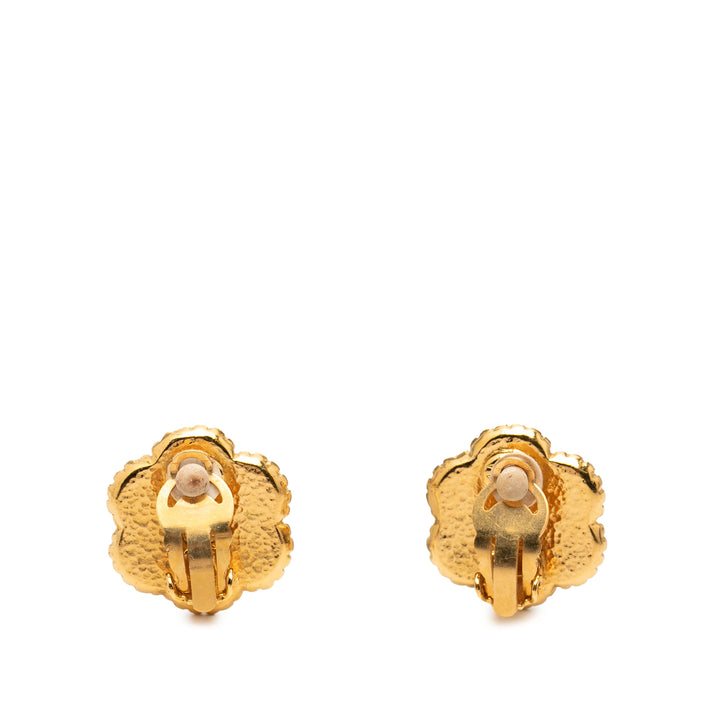 Chanel CC plaqué Flower À clip Boucles d'oreilles Métal