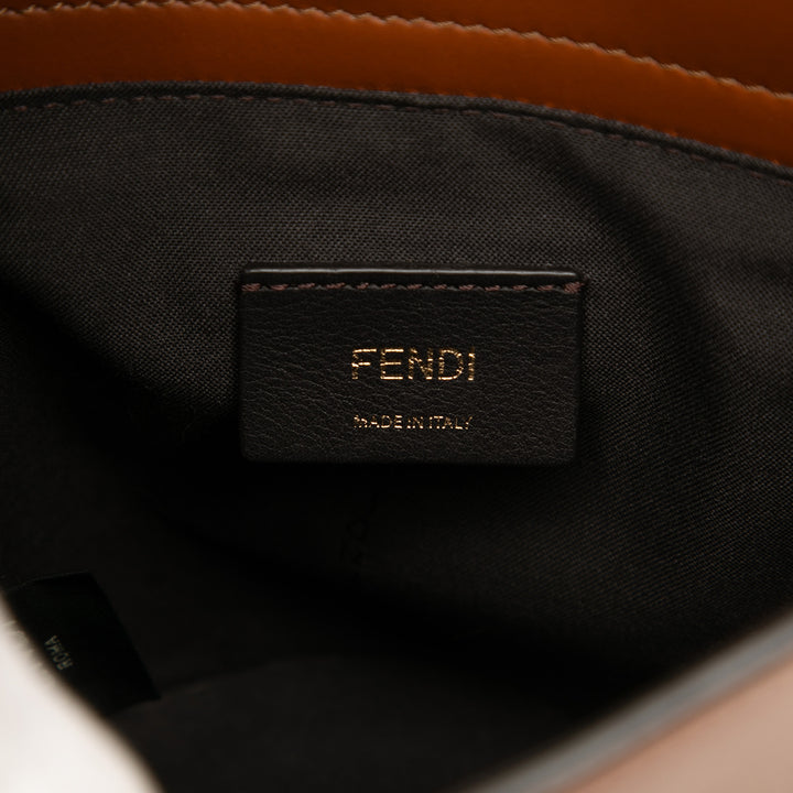 Fendi Cuir Debossed Logo Bucket Bag Marron
