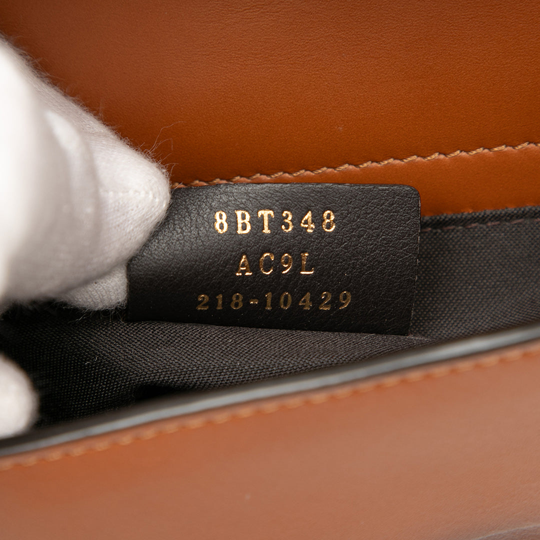 Fendi Cuir Debossed Logo Bucket Bag Marron