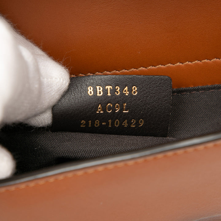 Fendi Cuir Debossed Logo Bucket Bag Marron