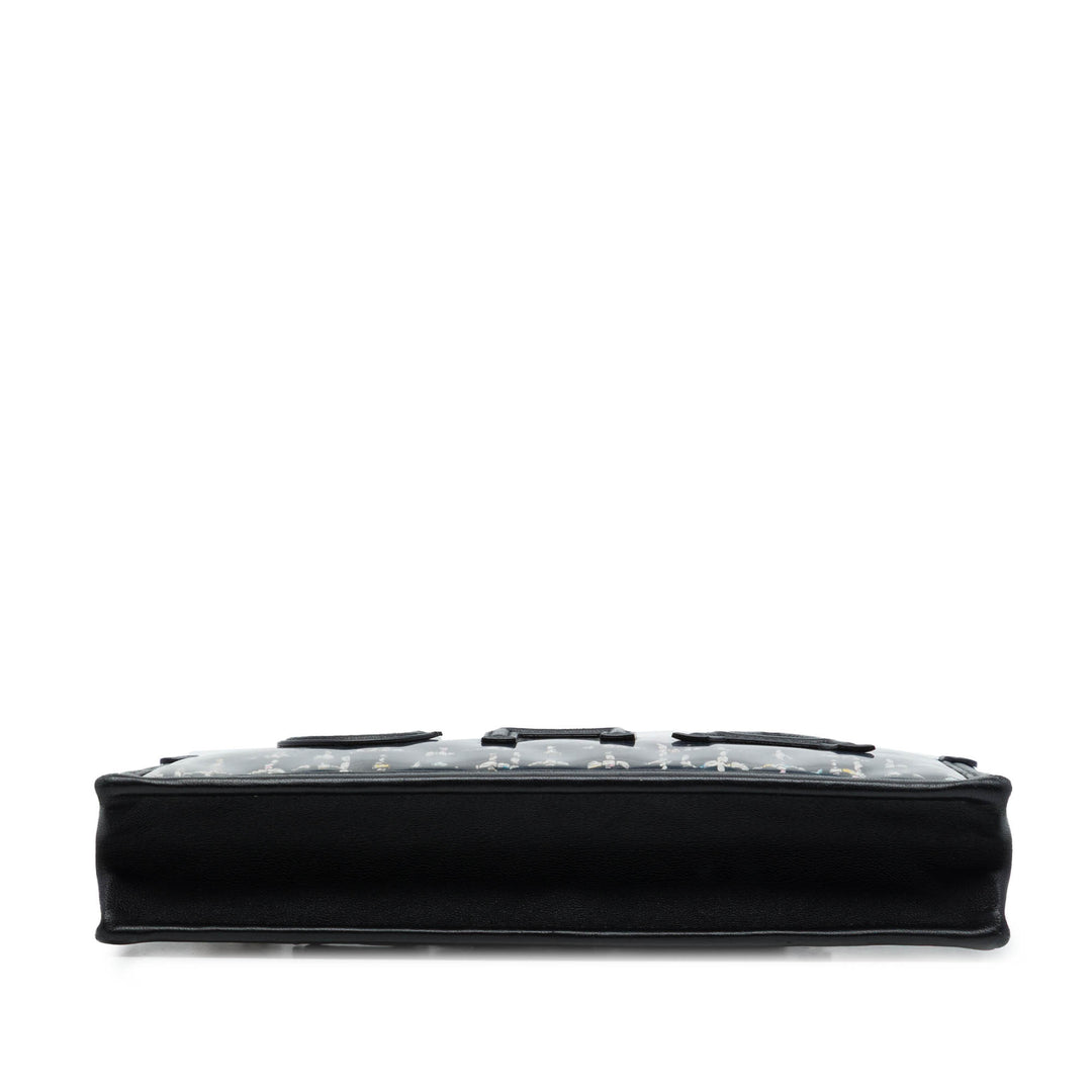 Matelassé PVC Logo Wristlet Pochette Grand Tweed Noir