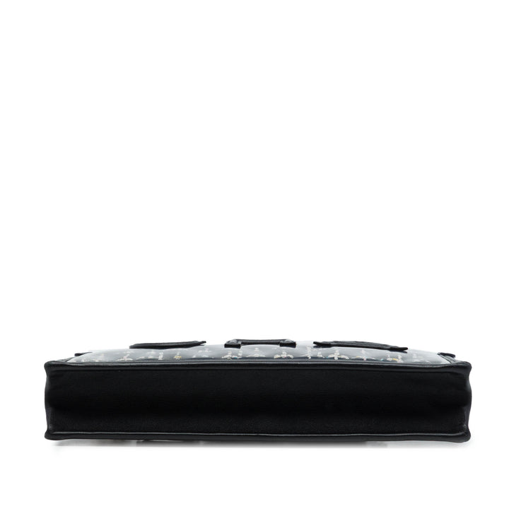 Matelassé PVC Logo Wristlet Pochette Grand Tweed Noir