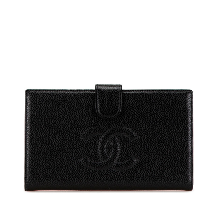 CC Caviar Long Wallet Black - Gaby Paris