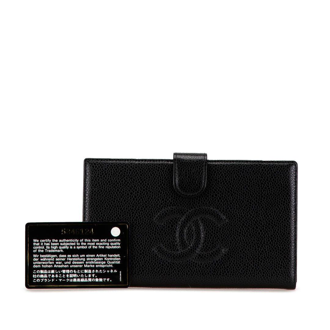 CC Caviar Long Wallet Black - Gaby Paris