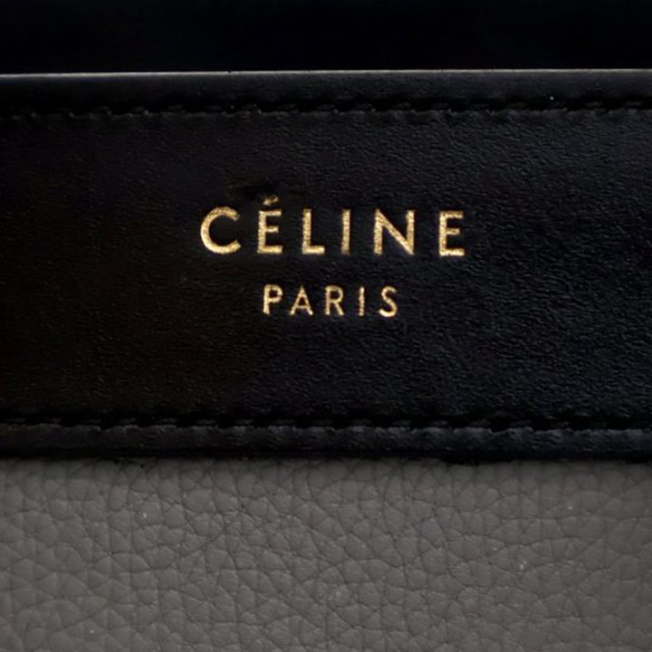 Celine Nano Tricolor Grained Cuir de veau and Nubuck Luggage Cabas Gris