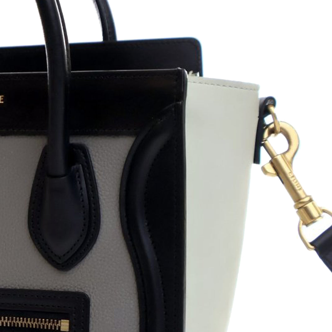 Celine Nano Tricolor Grained Cuir de veau and Nubuck Luggage Cabas Gris