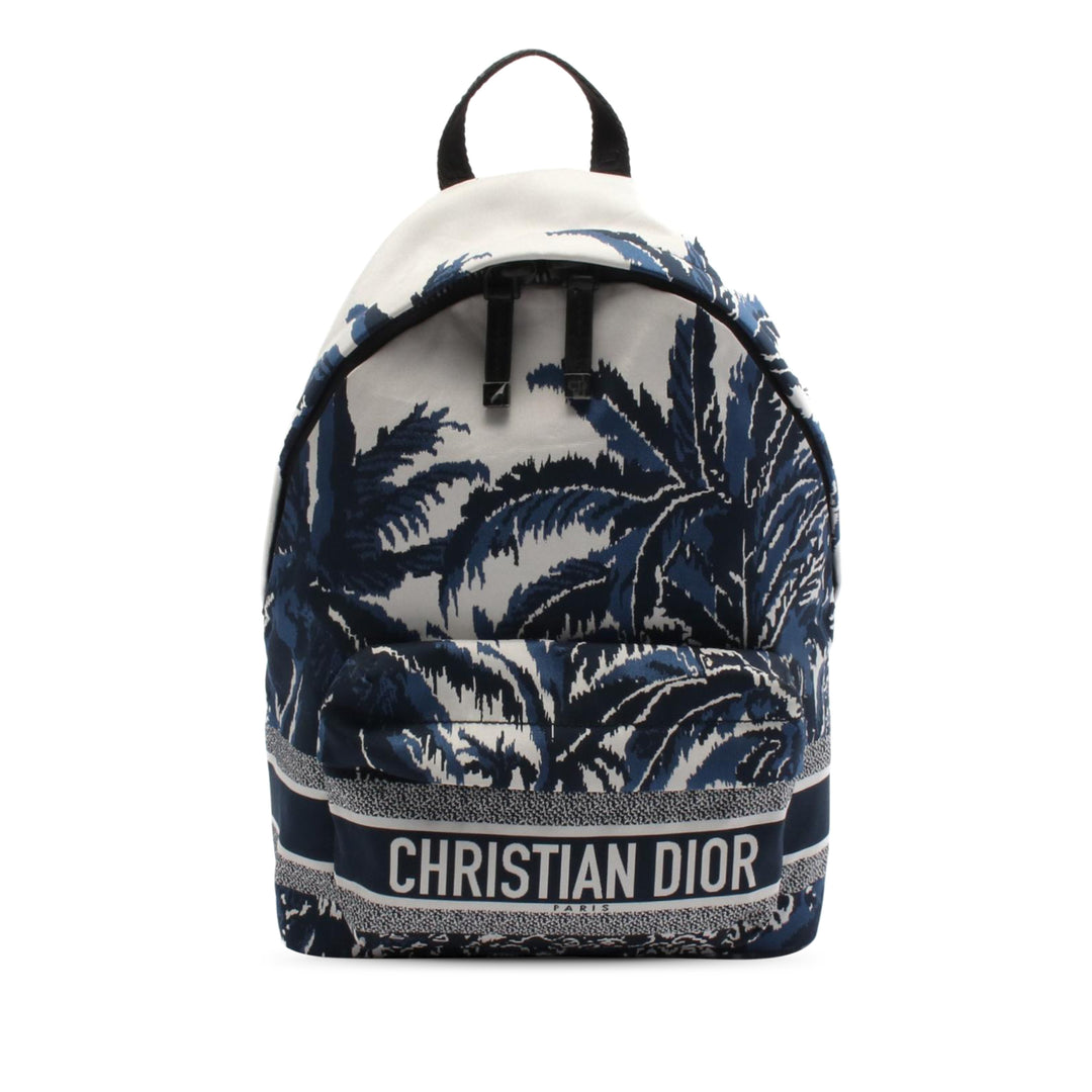 Technical Fabric Palms Diortravel Backpack Blue - Gaby Paris