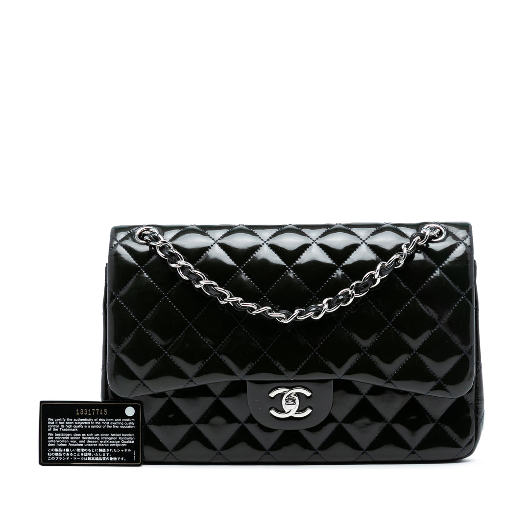 Chanel Jumbo Classic Cuir verni Double rabat