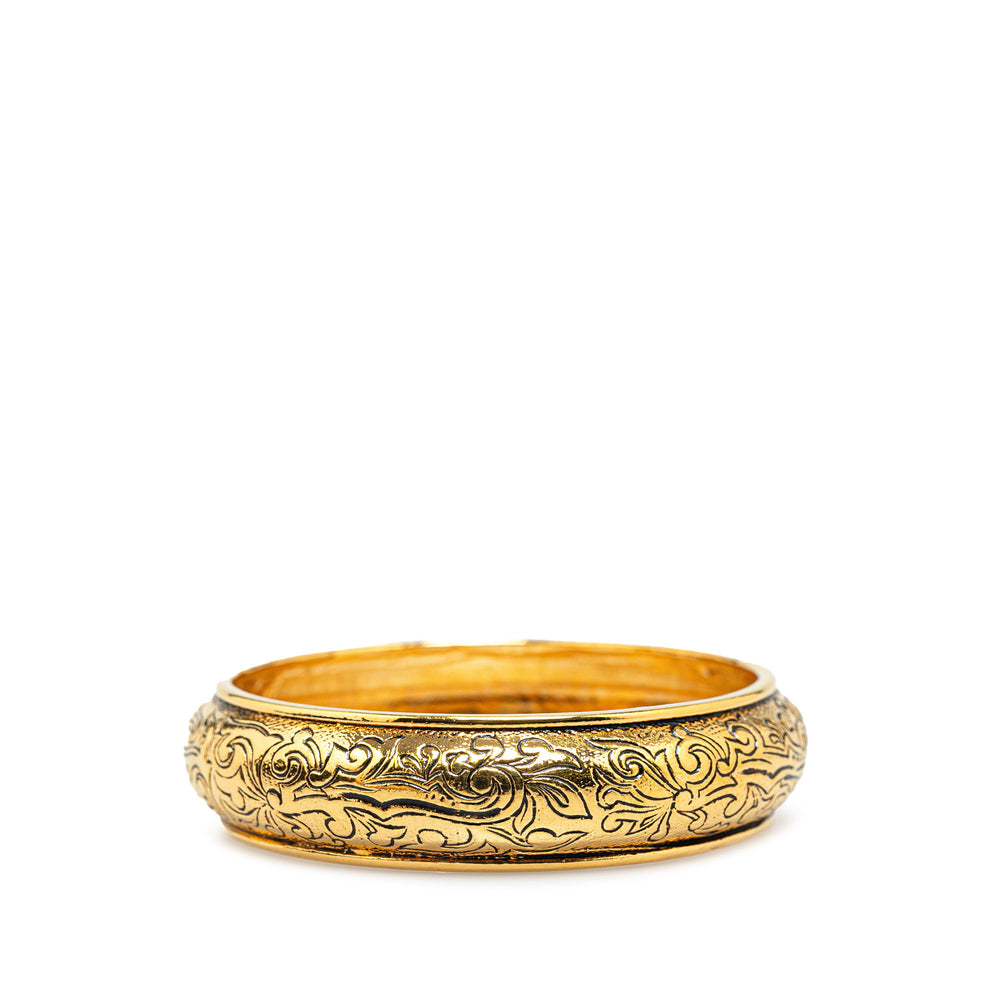 Yves Saint Laurent Gold Plated Floral Arabesques Bangle Gold - GABY PARIS