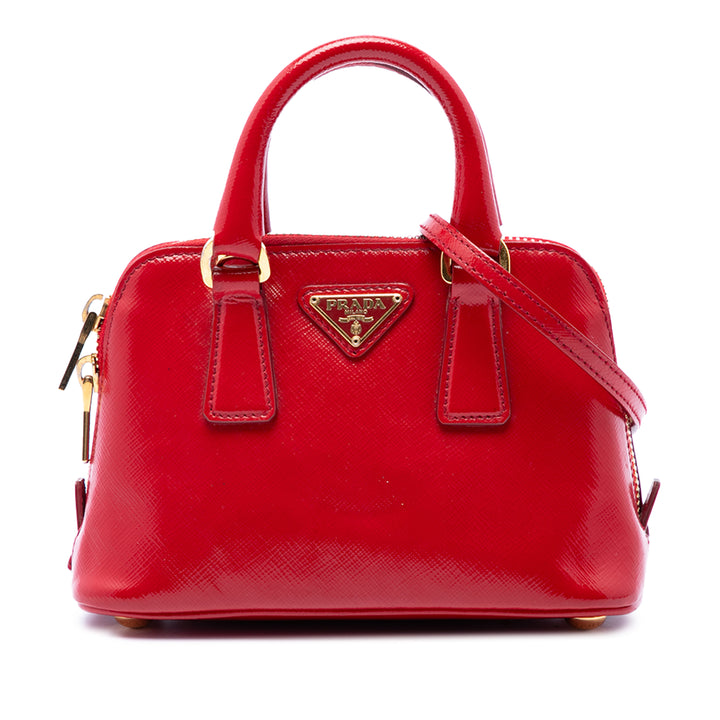 Prada Sac à main Vernice Promenade Saffiano Mini Rouge – vue principale – GABY PARIS
