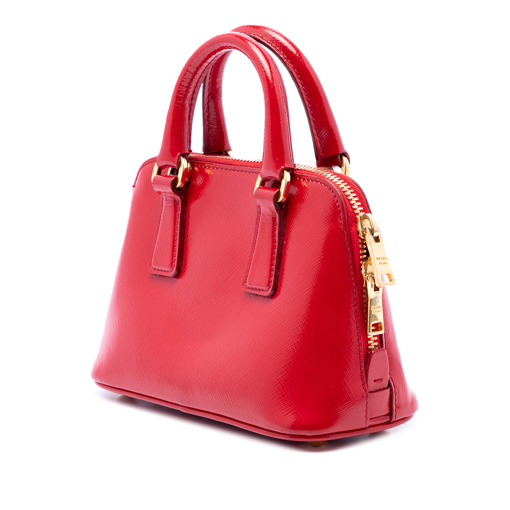 Prada Sac à main Vernice Promenade Saffiano Mini Rouge – vue 2 – GABY PARIS