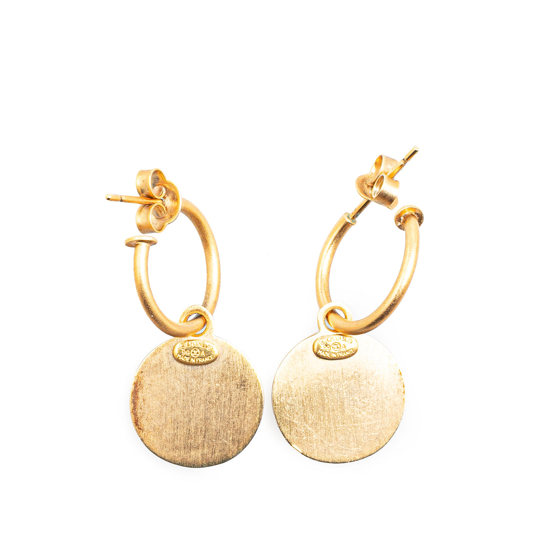 Gold Plated Round Swing Push Back Earrings Gold - Gaby Paris