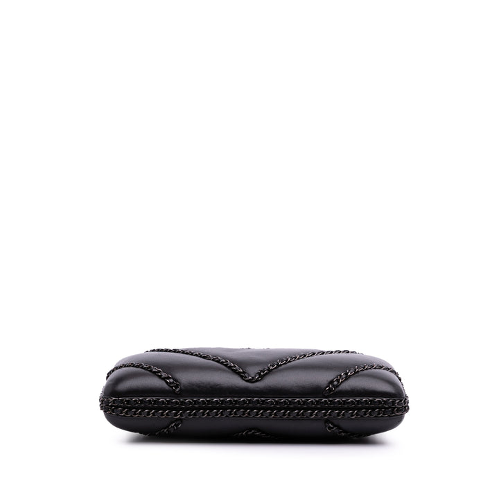 Chevron Lambskin Chain Around Clutch on Chain Black - Gaby Paris