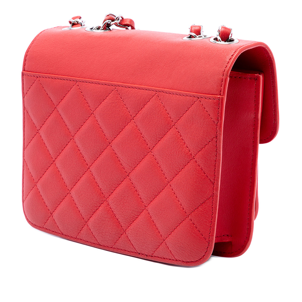 Chanel Sac porté épaule Matelassé CC Boîte à rabat Mini Cuir de veau Rouge – vue 2 – GABY PARIS