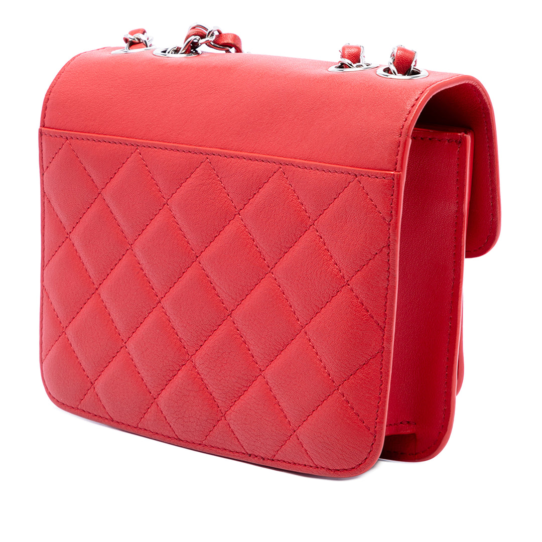 Chanel Sac porté épaule Matelassé CC Boîte à rabat Mini Cuir de veau Rouge – vue 2 – GABY PARIS