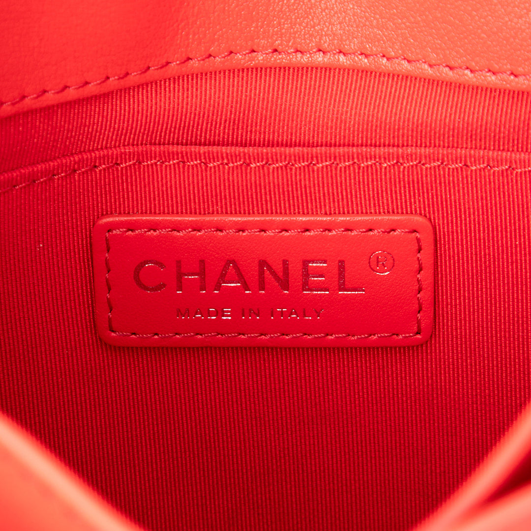 Chanel Sac porté épaule Matelassé CC Boîte à rabat Mini Cuir de veau Rouge – vue 5 – GABY PARIS