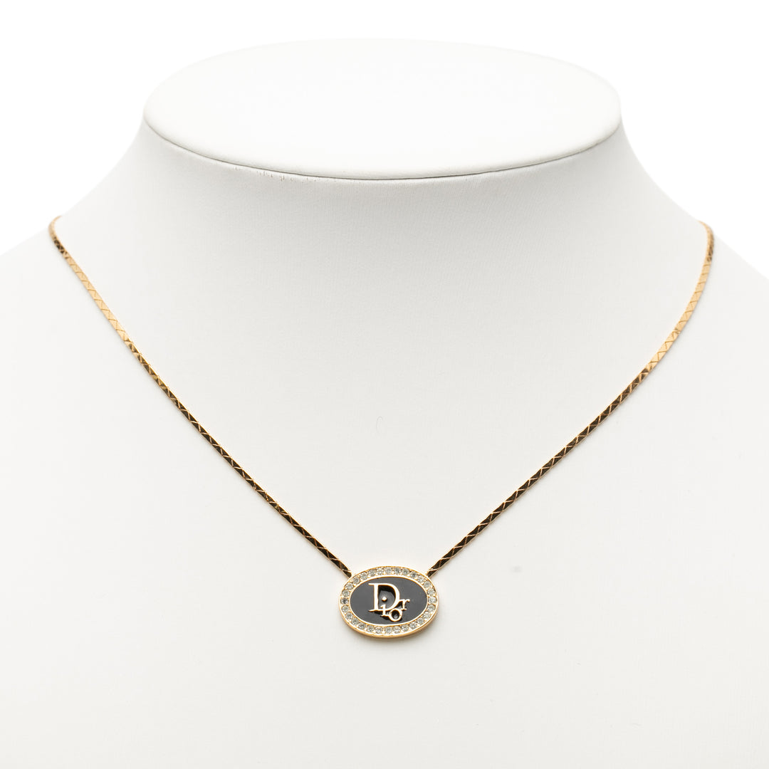 Dior plaqué Rhinestone Logo Pendant Snake Chain Collier – GABY PARIS Authentique