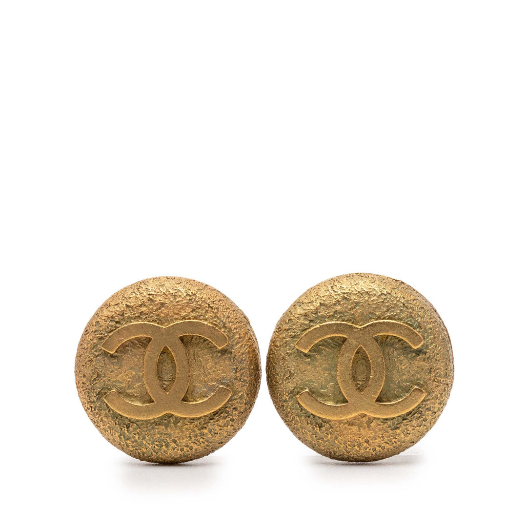Chanel plaqué CC Rond Clip On Boucles d’oreilles