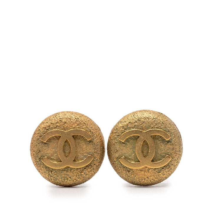Chanel plaqué CC Rond Clip On Boucles d’oreilles