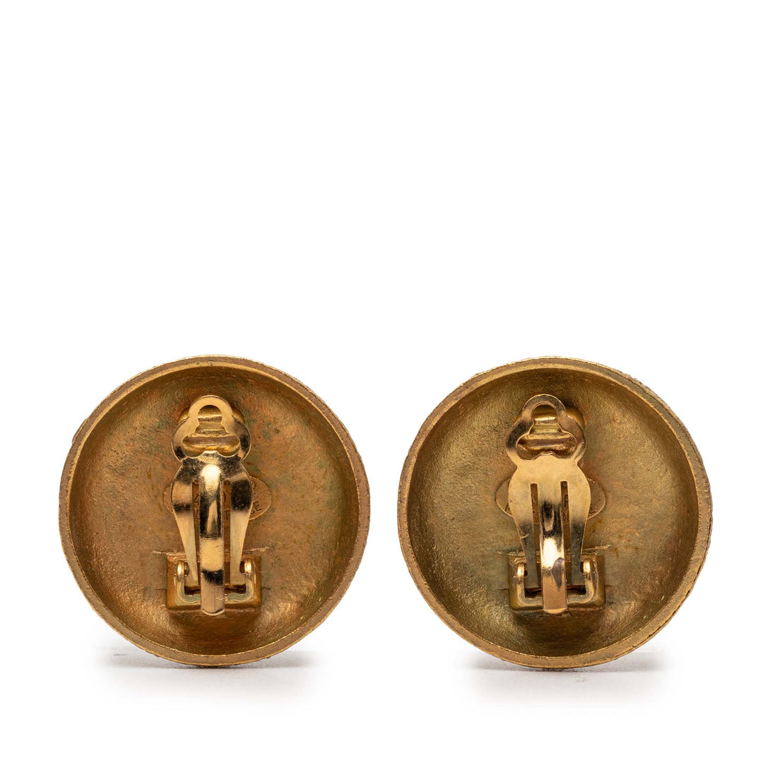 Chanel plaqué CC Rond Clip On Boucles d’oreilles