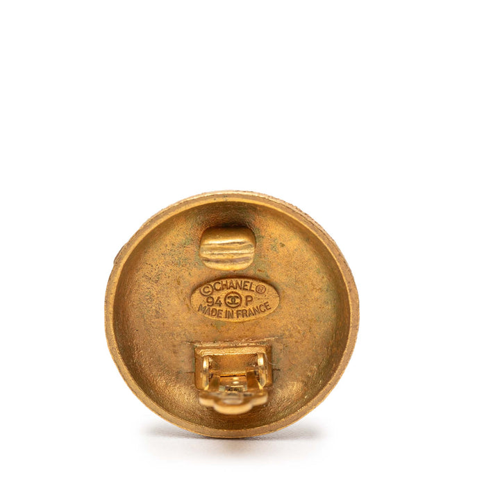 Chanel plaqué CC Rond Clip On Boucles d’oreilles