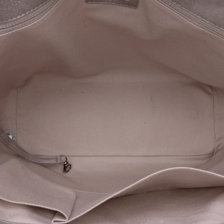 Quilted Iridescent Calfskin Shopping in Chains Tote Gray - Gaby Paris