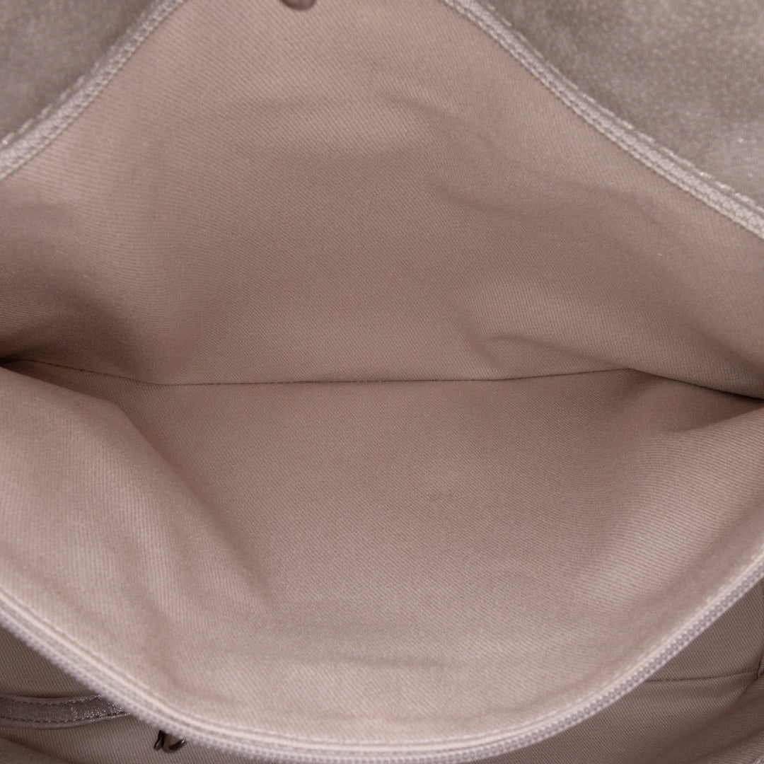 Quilted Iridescent Calfskin Shopping in Chains Tote Gray - Gaby Paris