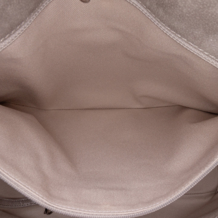 Quilted Iridescent Calfskin Shopping in Chains Tote Gray - Gaby Paris