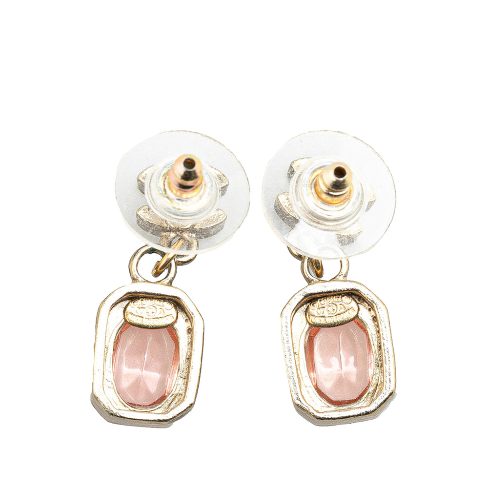 Chanel Gold Plated CC Crystal Drop Push Back Earrings Gold - GABY PARIS