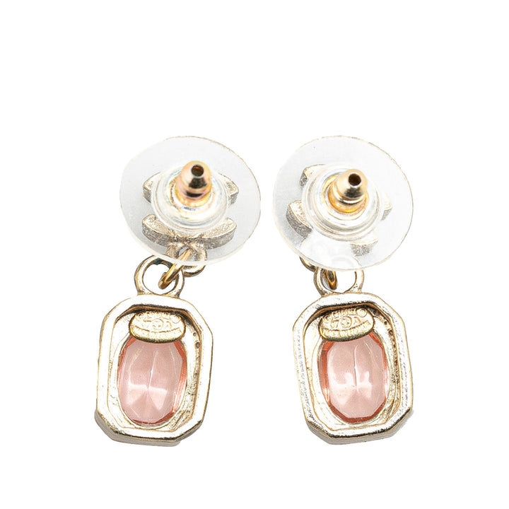 Chanel Gold Plated CC Crystal Drop Push Back Earrings Gold - GABY PARIS