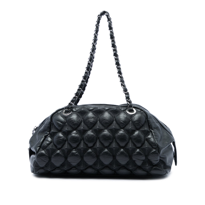 Bubble Quilt Sac bowling Cuir d'agneau Noir