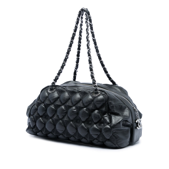 Bubble Quilt Sac bowling Cuir d'agneau Noir