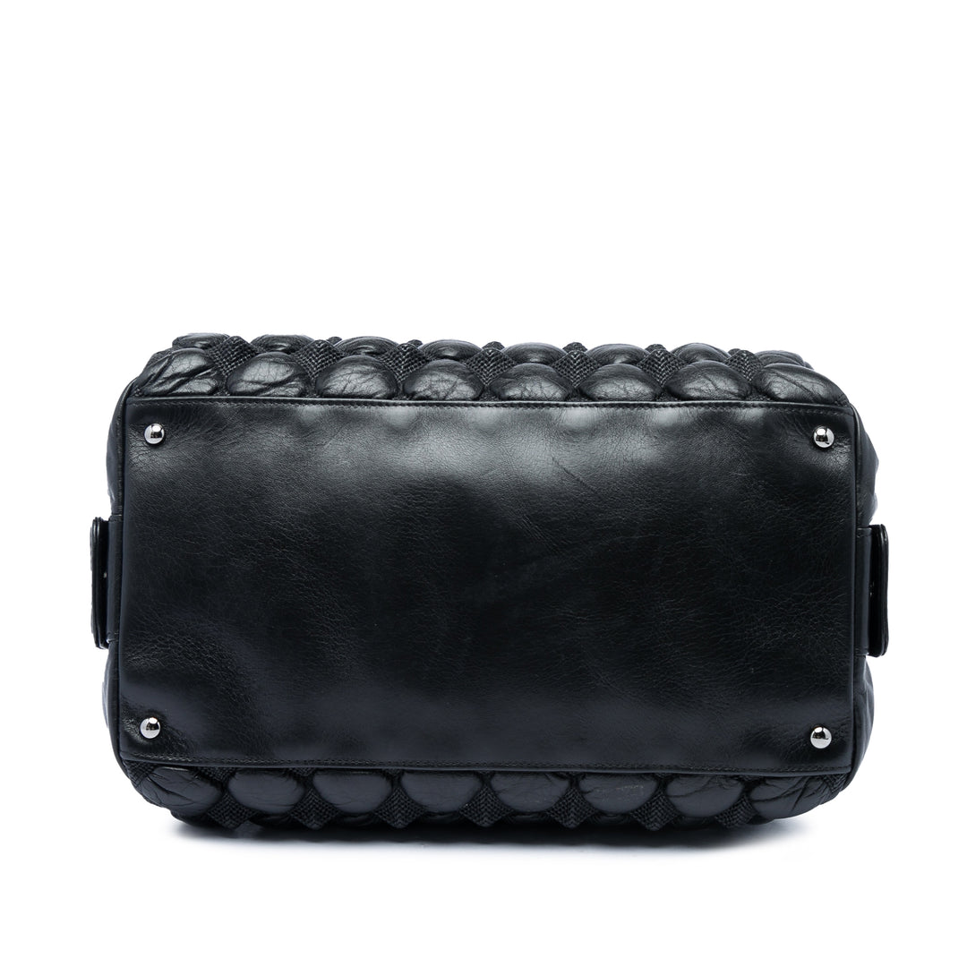 Bubble Quilt Sac bowling Cuir d'agneau Noir