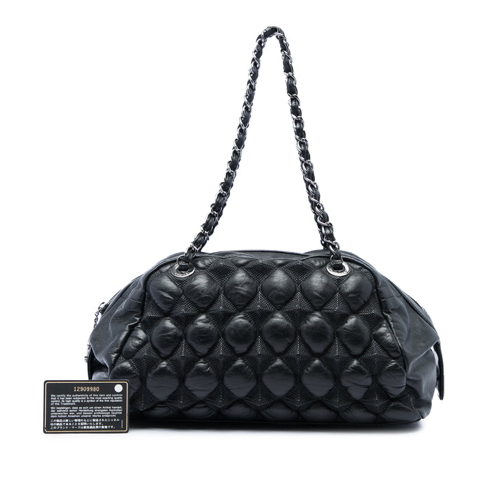 Bubble Quilt Sac bowling Cuir d'agneau Noir