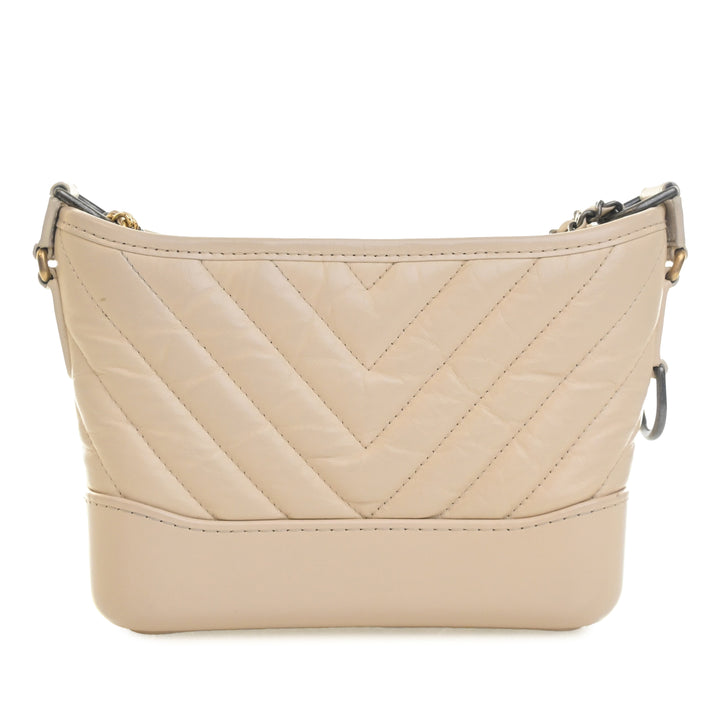 Chevron vieilli Gabrielle Hobo Petit Cuir de veau Blanc