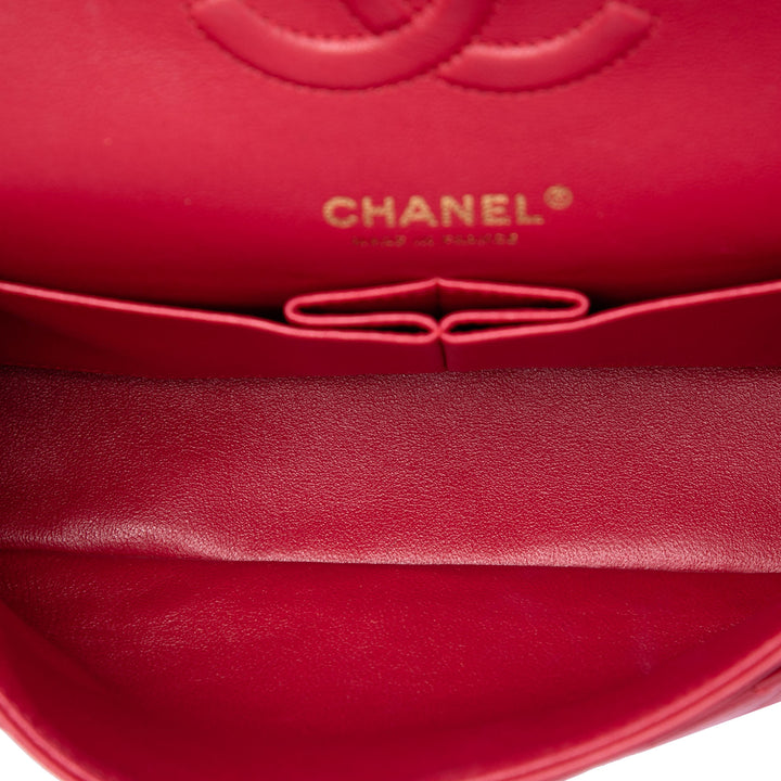 Classic Double rabat Moyen Cuir d'agneau Rouge