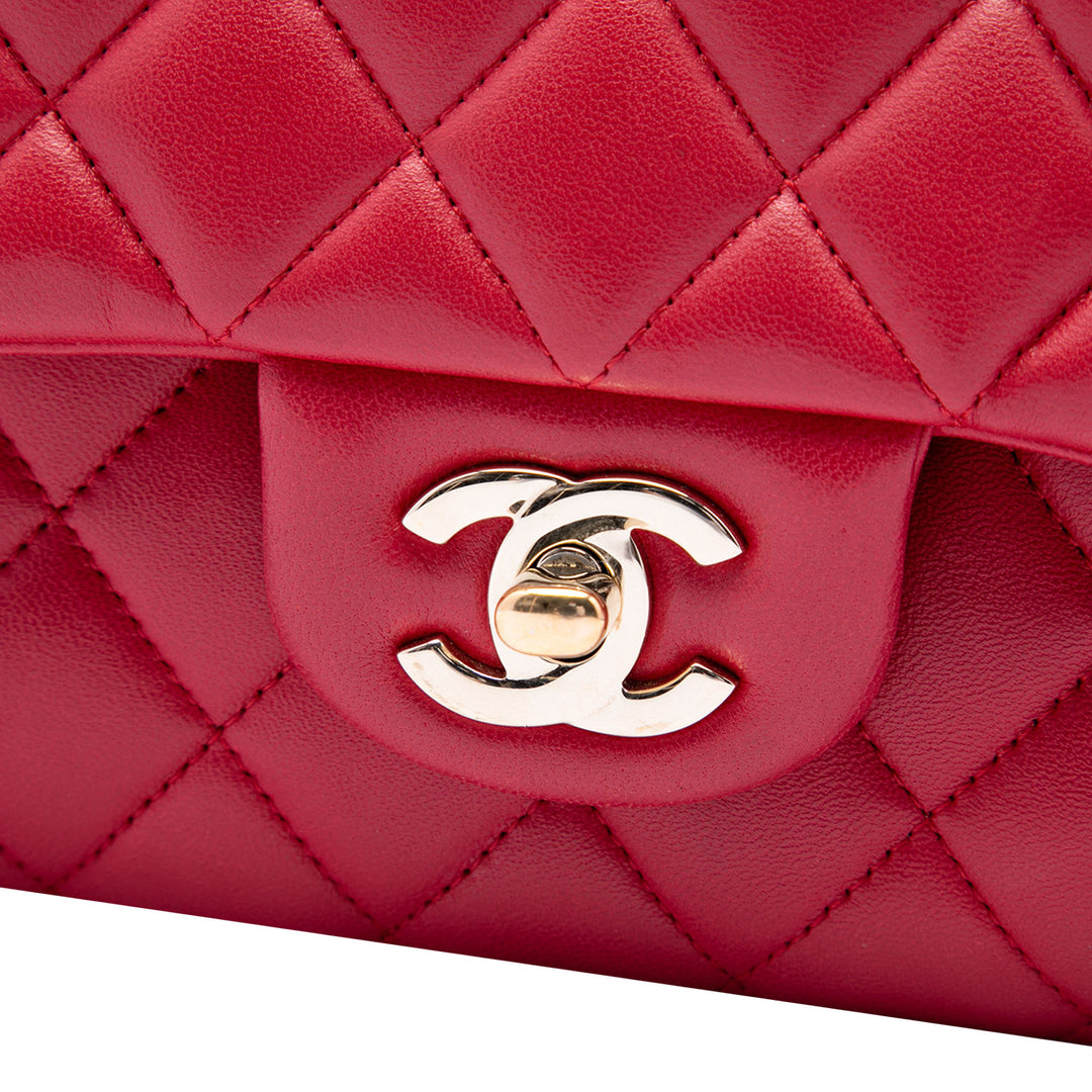 Classic Double rabat Moyen Cuir d'agneau Rouge