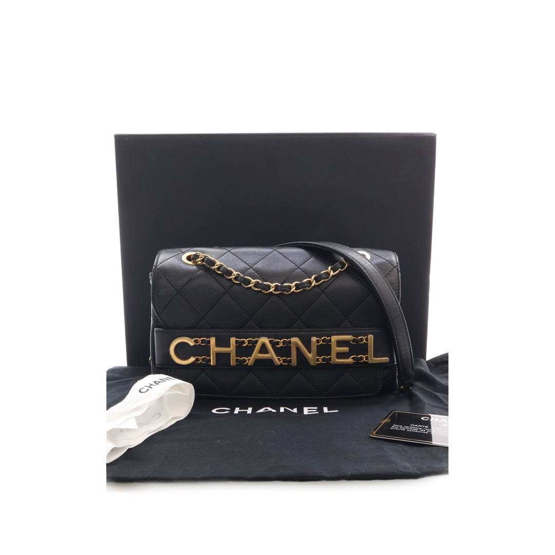 Chanel Sac porté épaule Matelassé Enchained à rabat Petit Cuir de veau Noir – vue 5 – GABY PARIS