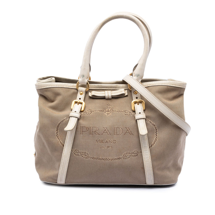 Prada Toile Canapa Logo Bow Sac