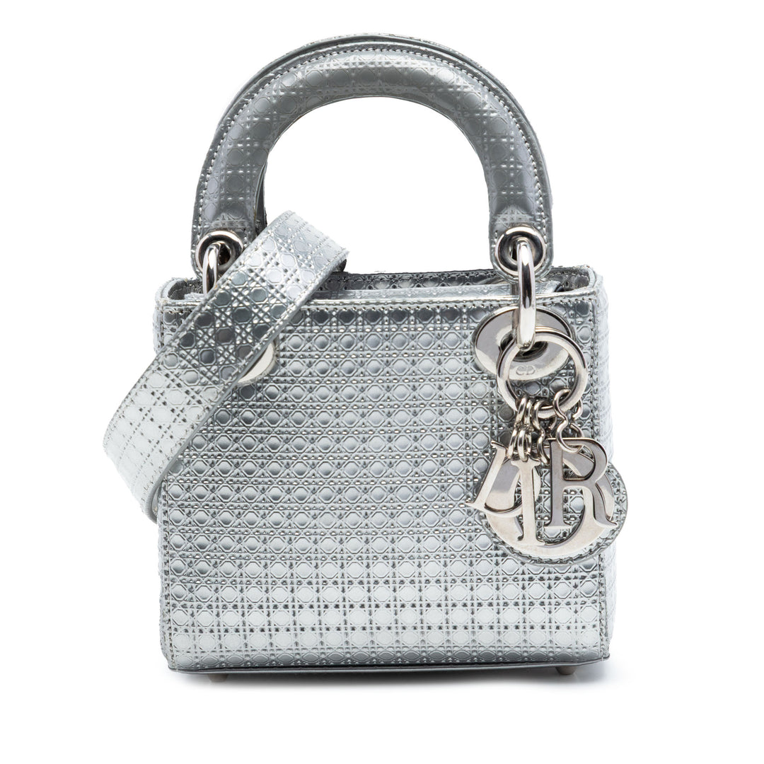 Dior Micro Metallic Cuir verni Microcannage Lady Dior