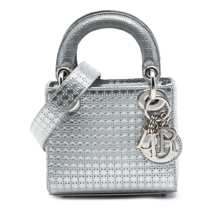 Dior Micro Metallic Cuir verni Microcannage Lady Dior